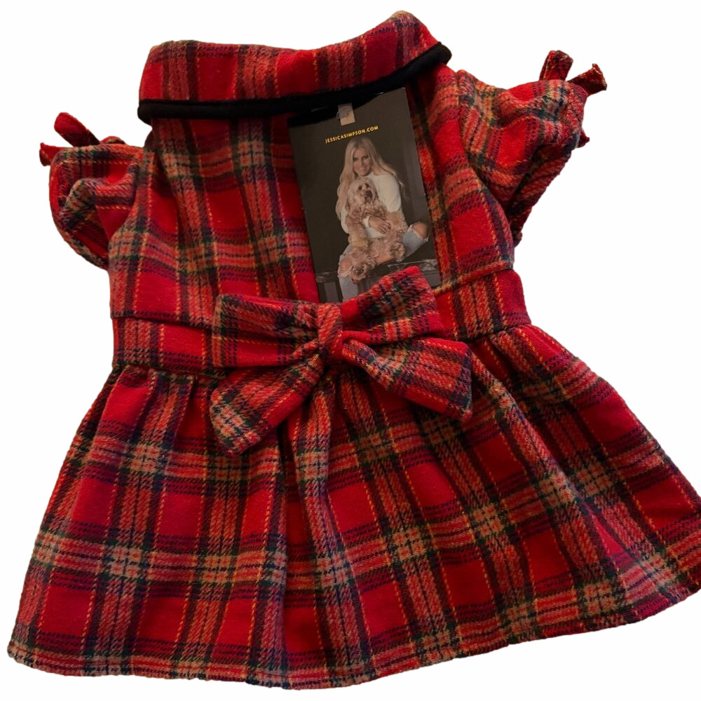 NWT Red Plaid Dog Dress Size Small Jessica Simpson - Winterwear for pets